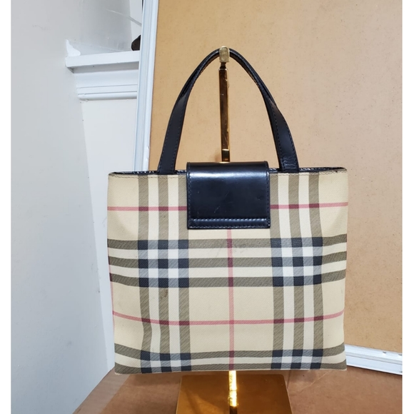 BURBERRY Haymarket Check Top Handle Tote Bag - Picture 2 of 11